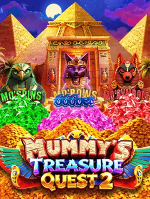 Interface do jogo Mummy’s Treasure Quest 2 com pirâmides e símbolos egípcios